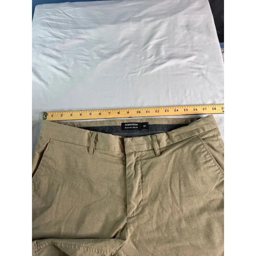 Nordstrom Tech-Smart Slim Fit Shorts Mens 36 Khaki Performance Stretch Casual